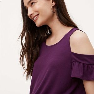 Ann Taylor Loft Cold Shoulder Flutter shortsleeve